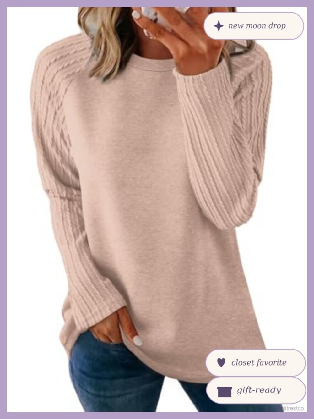 Women's Long Sleeve Crewneck Tunic Oversized Sweatshirt Fall Pullover